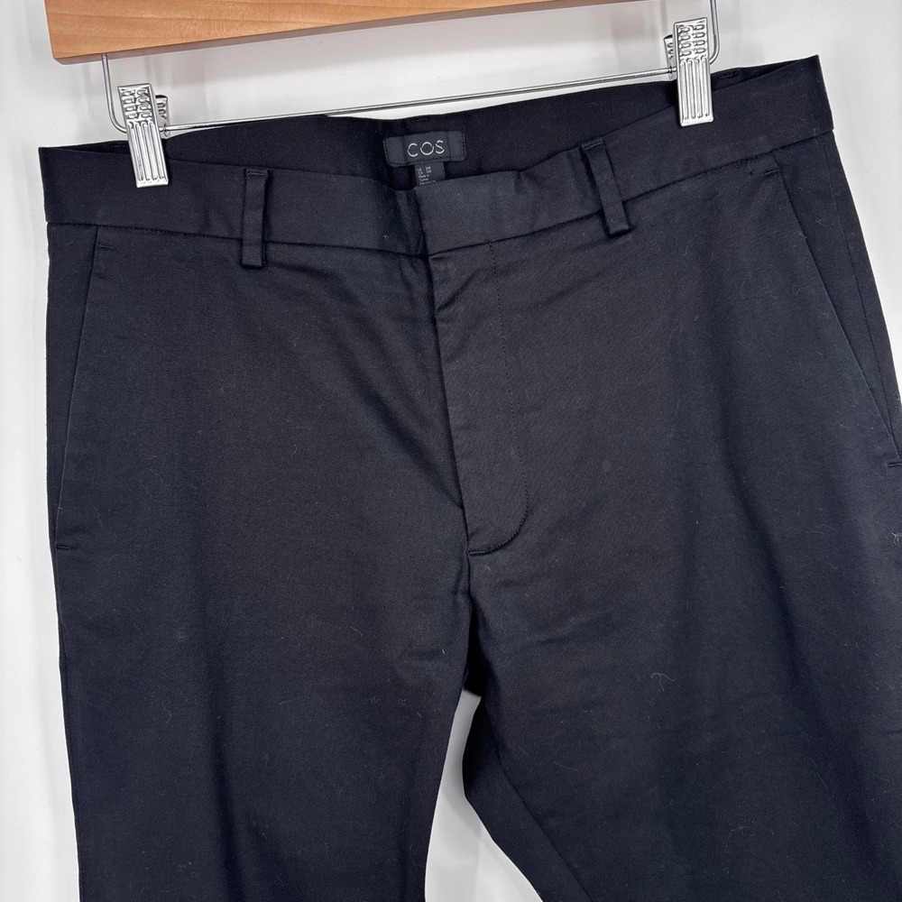 COS Chino Pants Mens 31x32 (Tag 32R) Black Heavyweight Cotton Stretch Trousers
